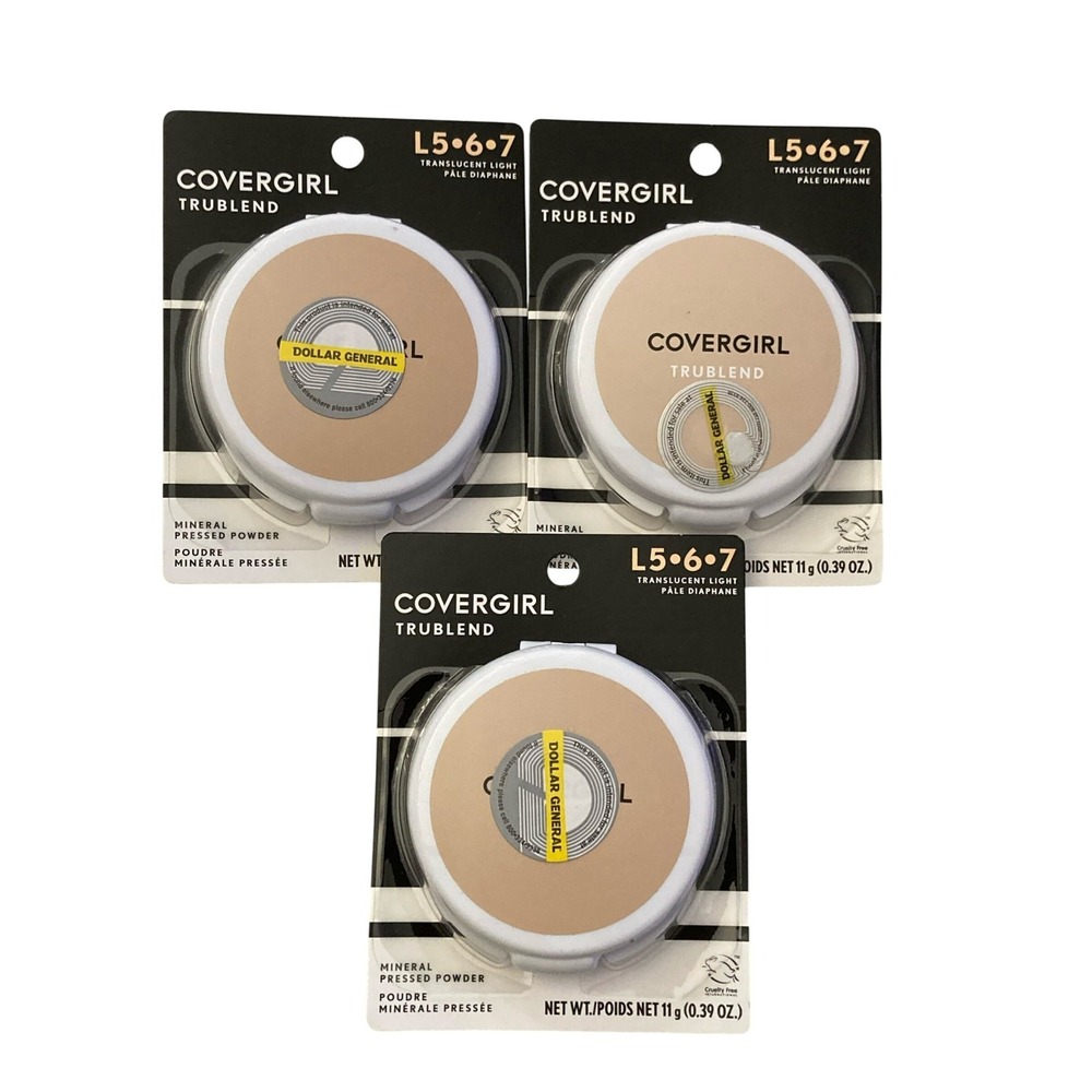 3 Covergirl TruBlend Mineral Pressed Powder Translucent Light L 5•6•7 Lot of 3